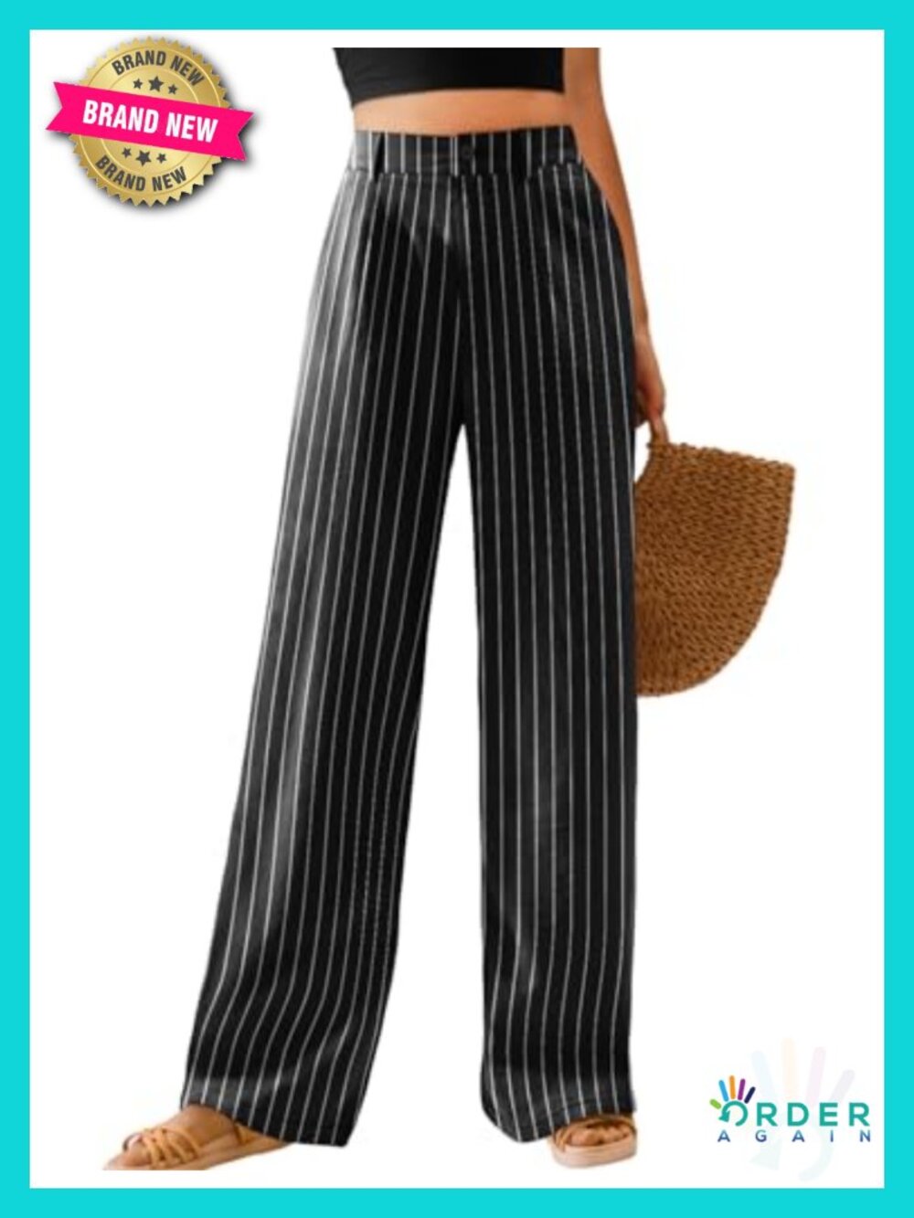 Wide Leg Palazzo Pants High Waisted Button Down Trousers Side Pockets